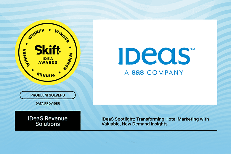 Graphic displaying 2025 Skift Award Winner badge and IDeaS logo.